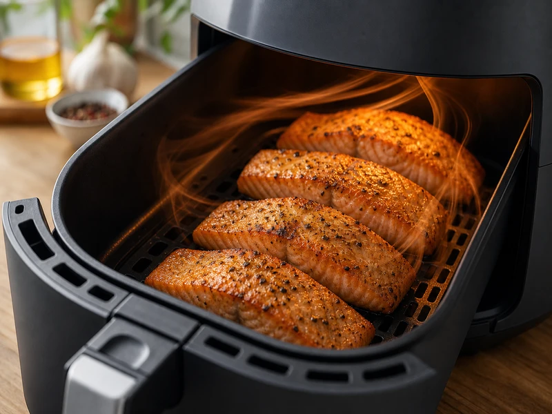 Salmon cooking in air fryer without flipping