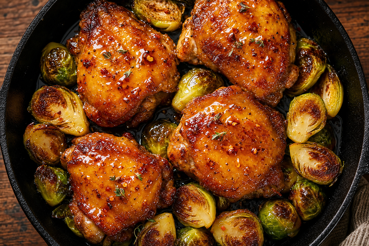 Hot Honey Chicken with Brussels Sprouts - recipe