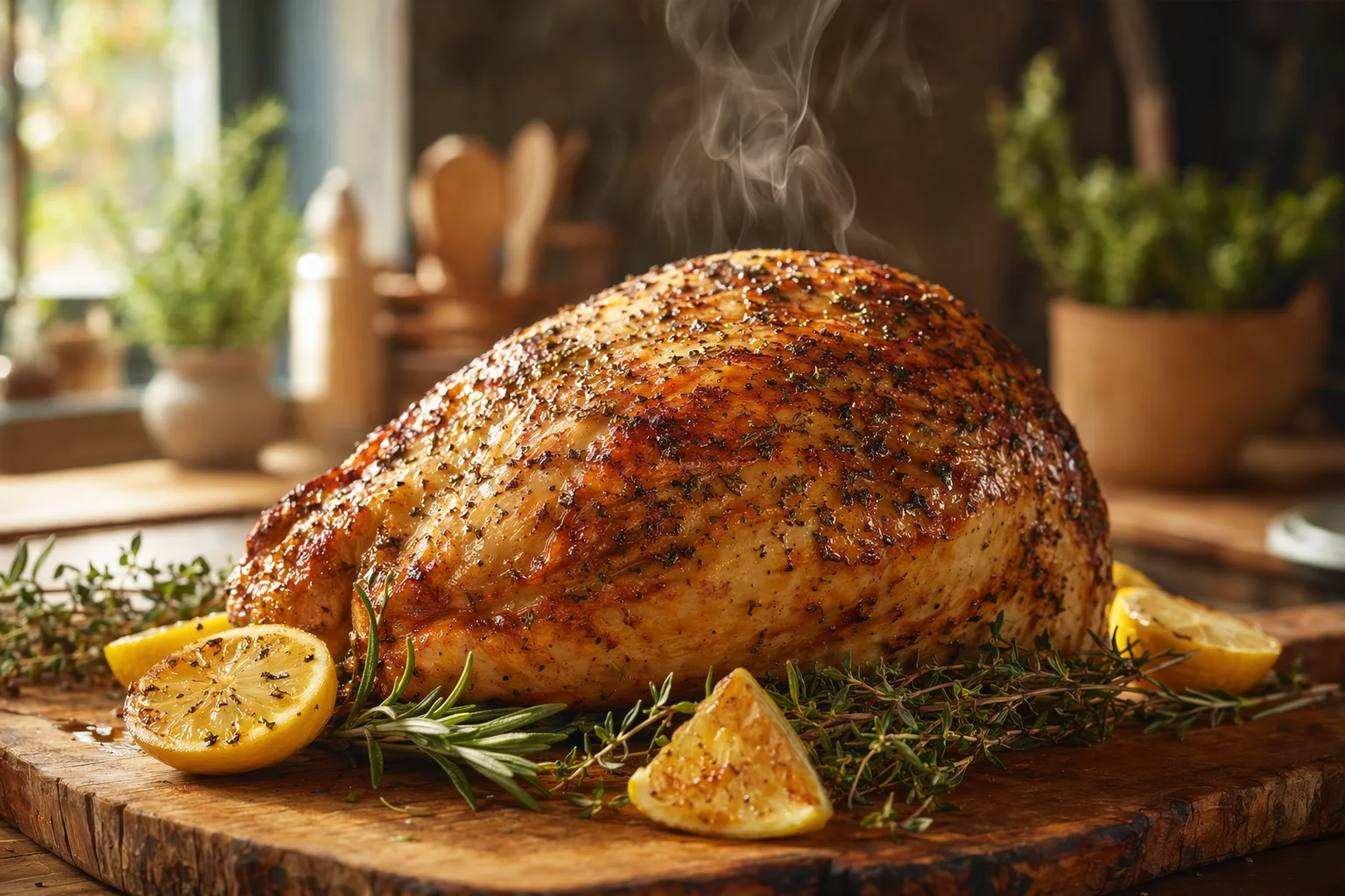 Pechuga de pavo asada jugosa