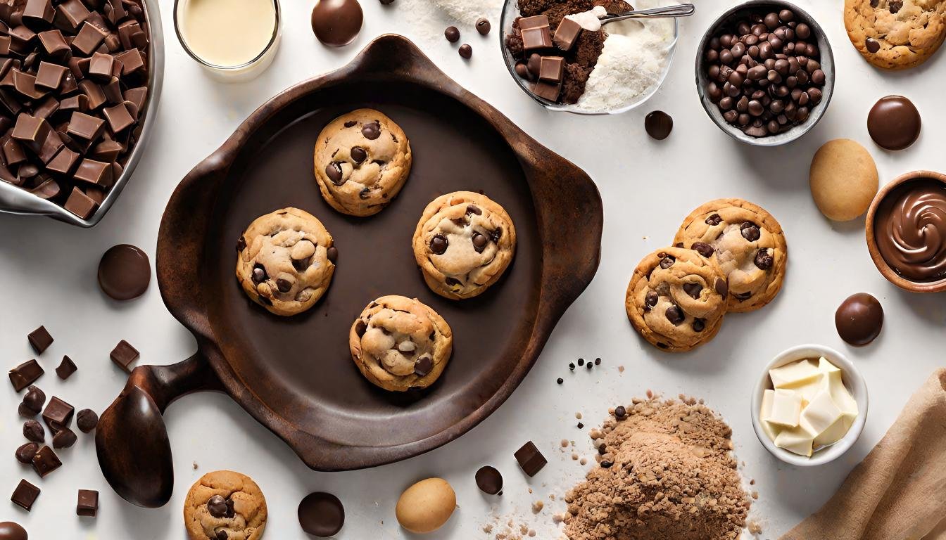 A delightful scene featuring the freshly baked Claire Saffitz's chocolate chip cookies being served and enjoyed. Present the cookies on a dessert plate or a cozy setting, conveying the irresistible homemade charm of these treats.
