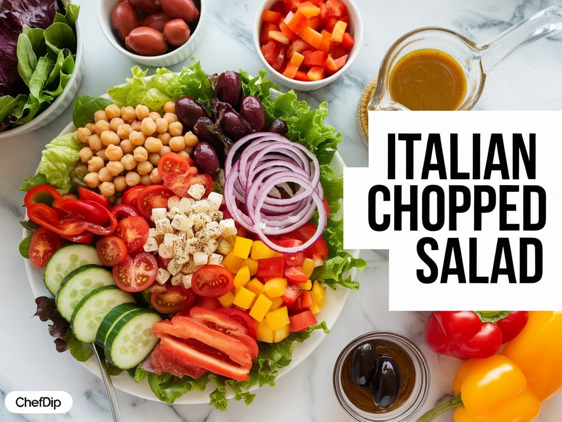 Looking for springtime dinner ideas? This chopped salad recipe is an easy spring meal! Not only is chopped Italian salad colorful and vibrant, but it also tastes so good from a red wine dressing!
