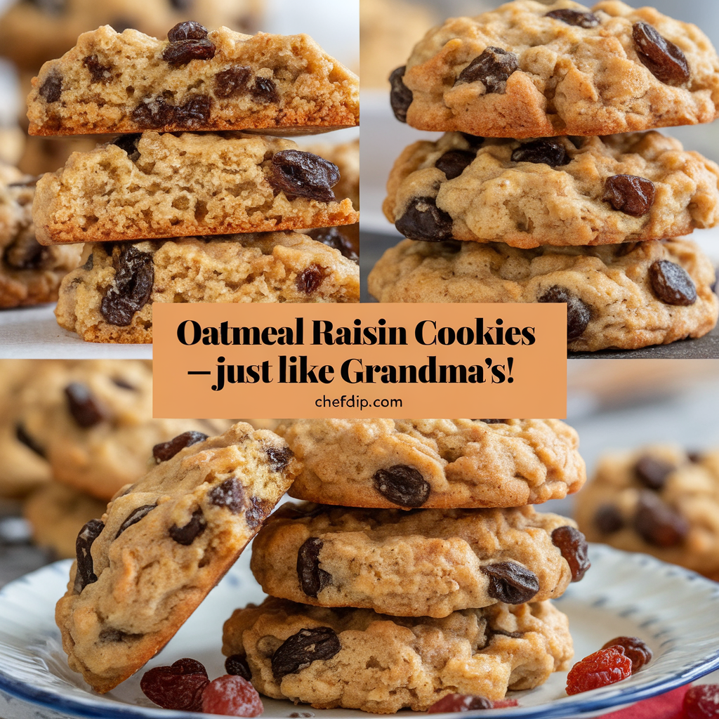 : soft and chewy oatmeal raisin cookies on a plate